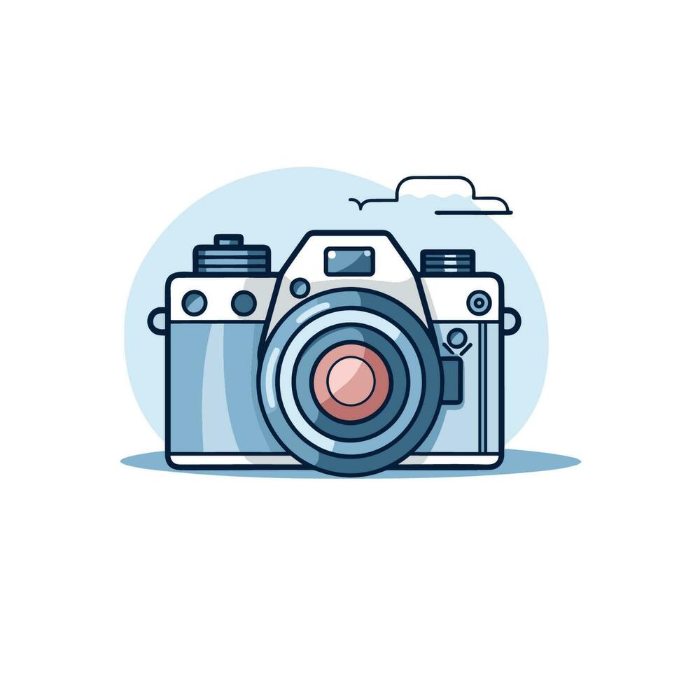 Vector of a flat icon vector of a camera with a beautiful sky in the background