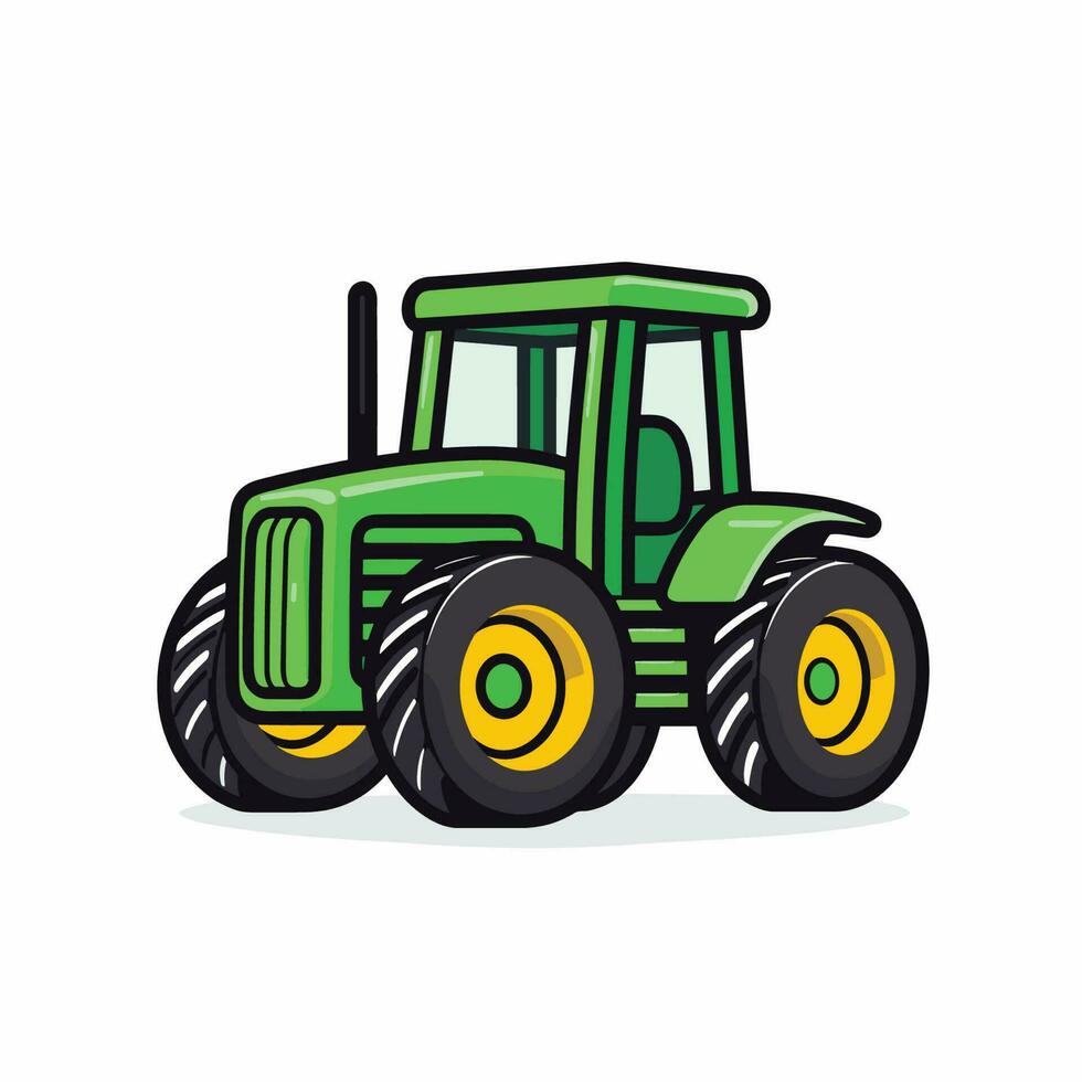 vector de un verde tractor con amarillo ruedas en un blanco antecedentes