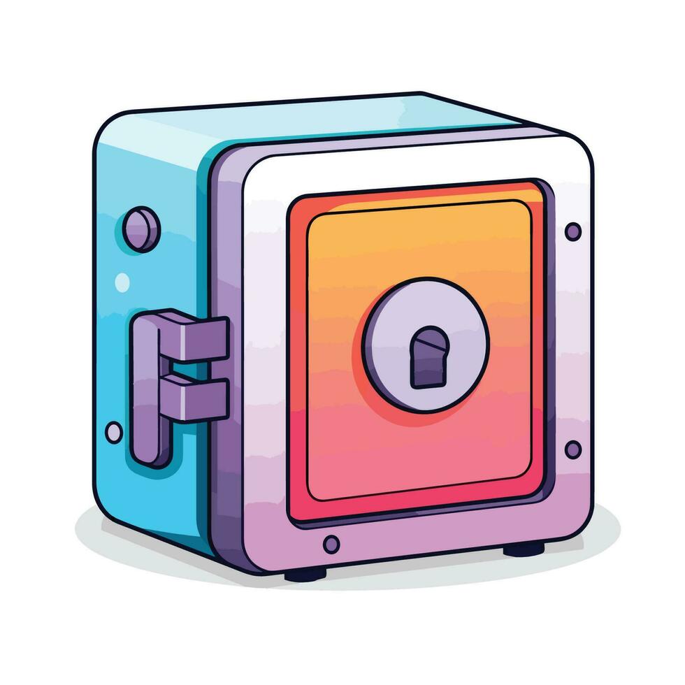 Vector of a vibrant, locked box with a sleek design and modern appeal