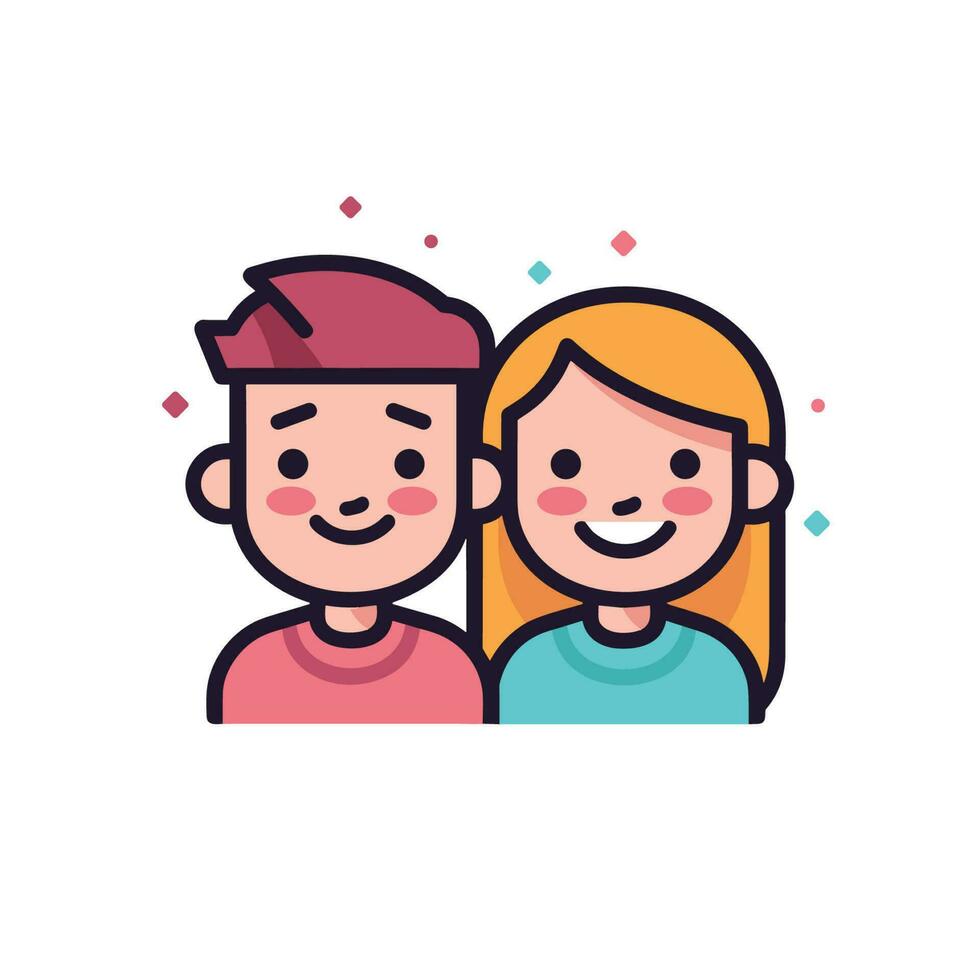 vector de un contento Pareja sonriente juntos en un brillante y moderno Departamento