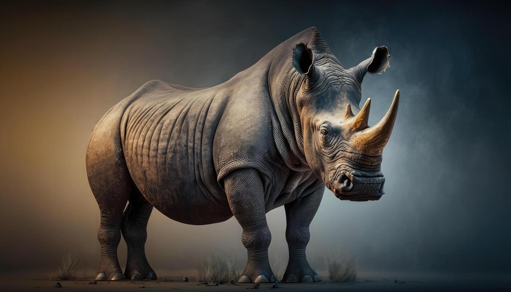 Rhino in the wild, generative AI photo