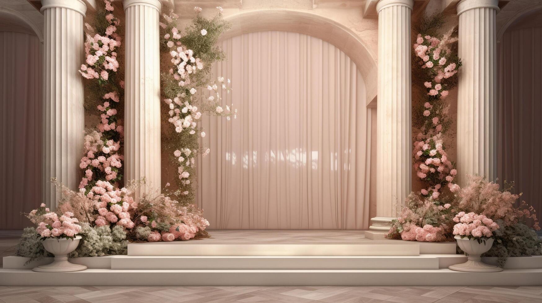 Enchanting flower-themed wedding ambiance, photo