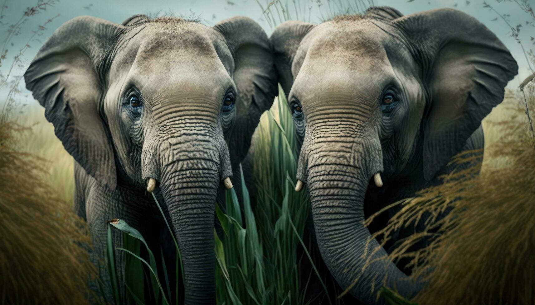 elefantes en el salvaje, generativo ai foto