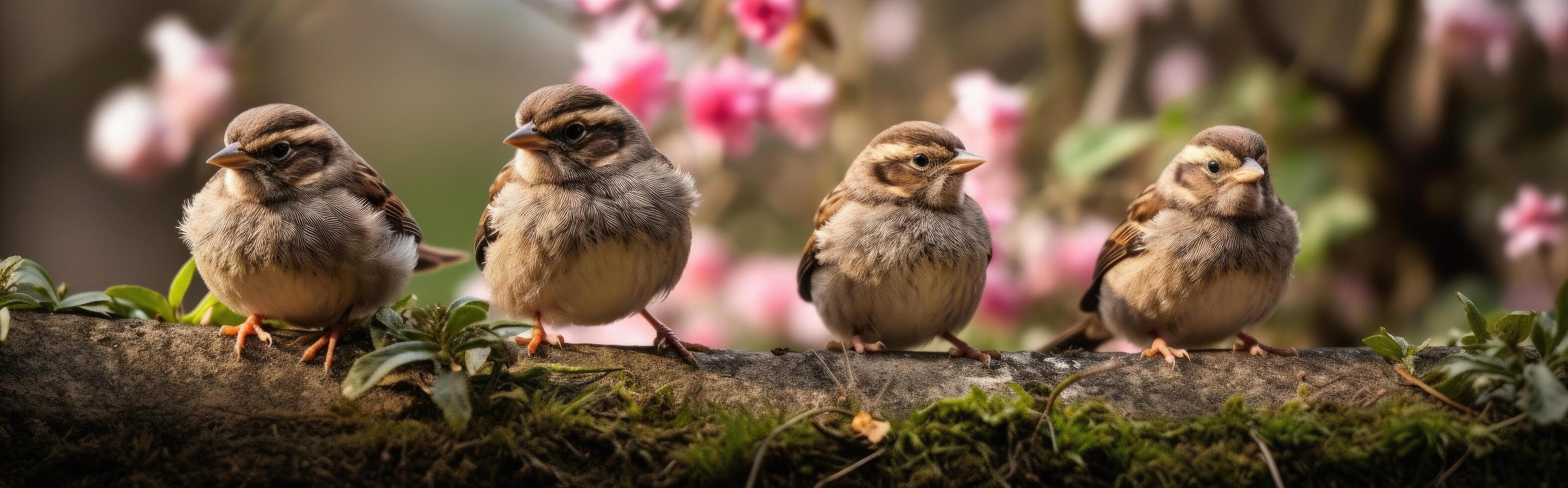 Charming sparrow inspired banner design for your project, photo