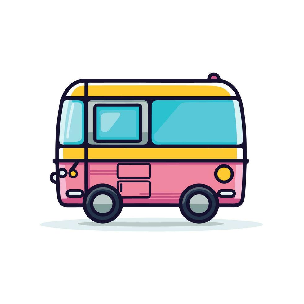 Vector of a colorful bus parked on a clean white background