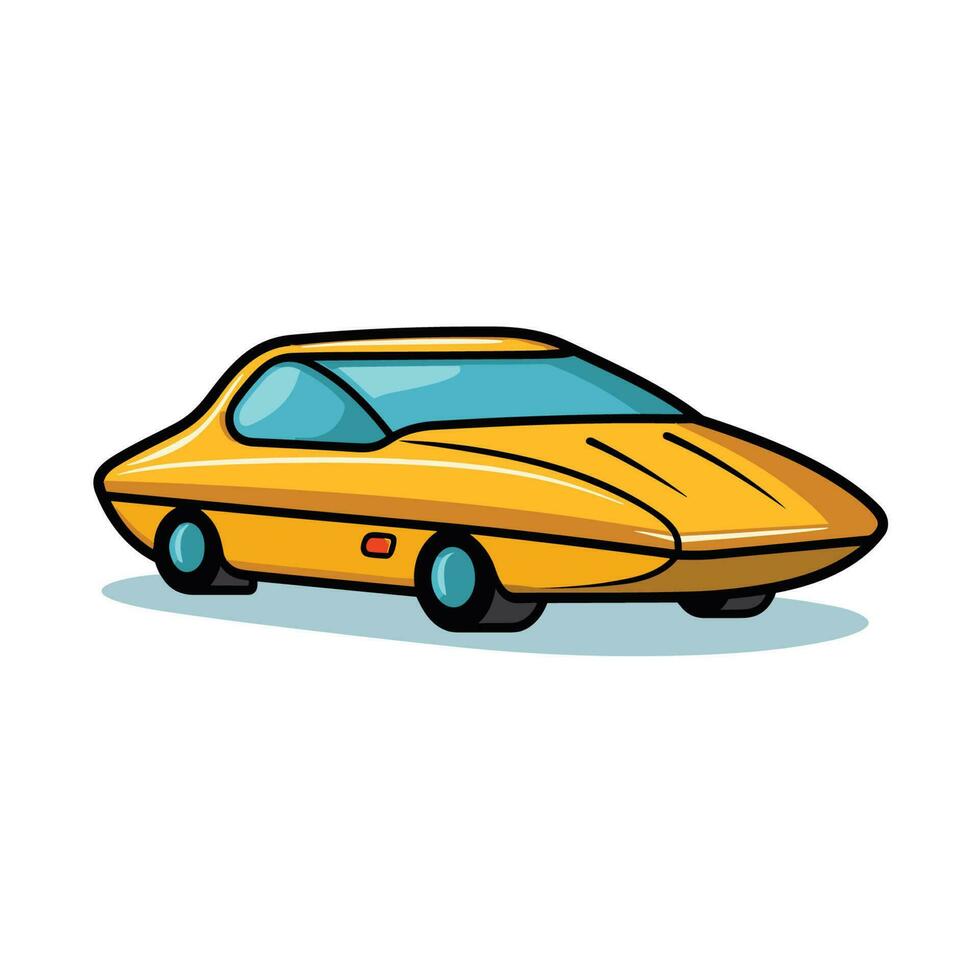 Vector of a bright yellow car parked on a clean white surface