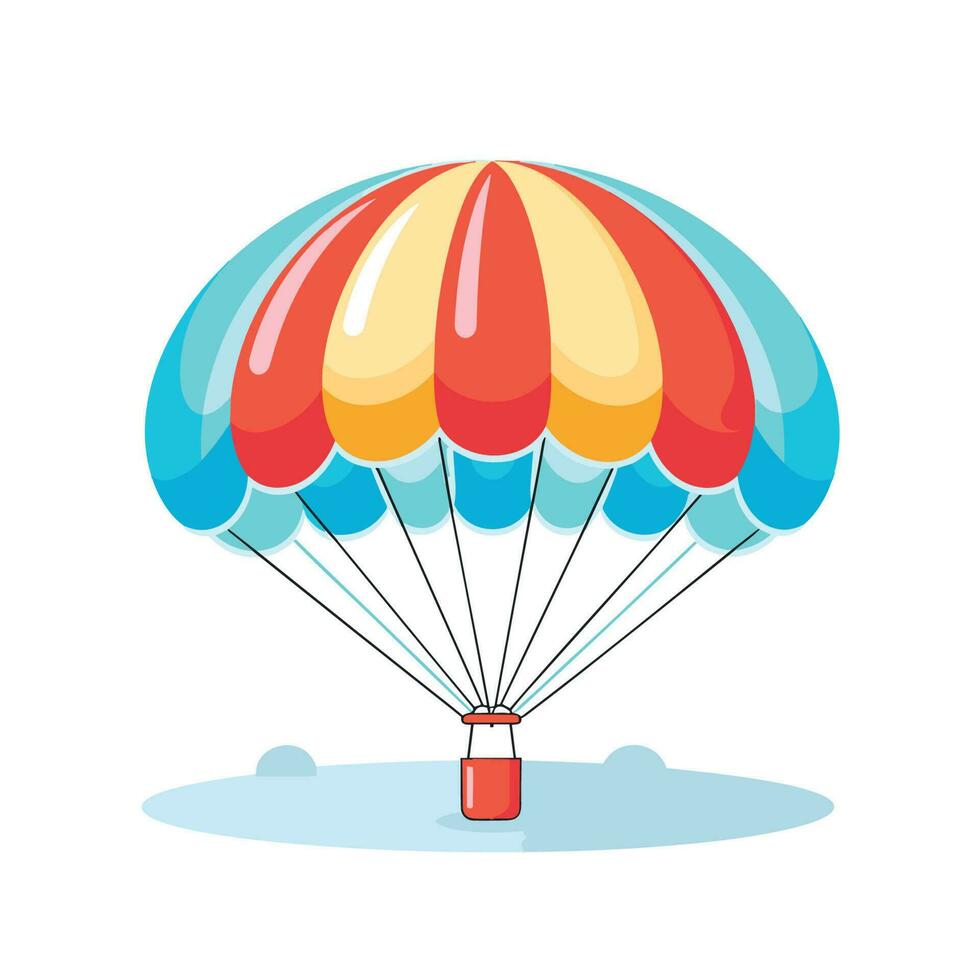 vector de un rojo lata adjunto a un paracaídas flotante en el aire en contra un claro azul cielo