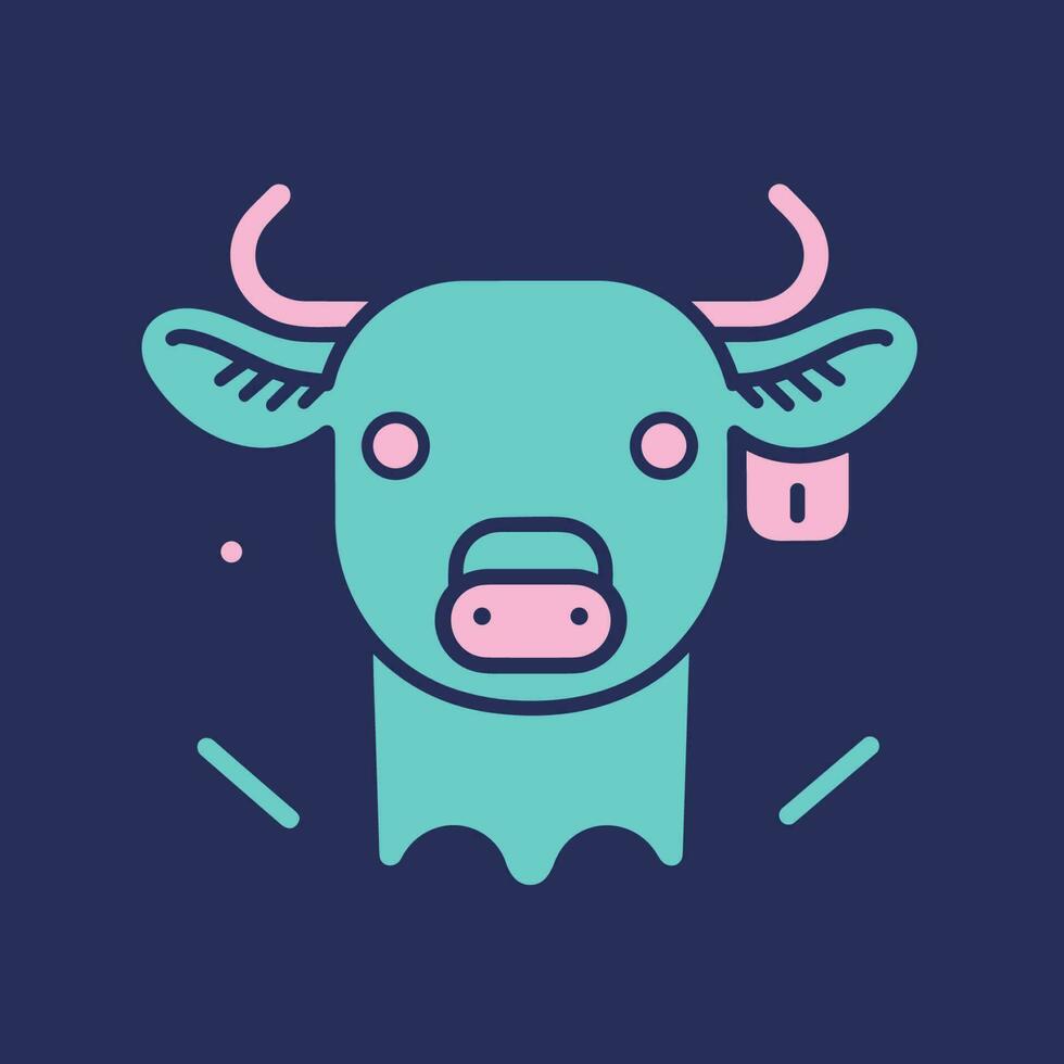 Vector of a colorful cow with distinctive horns