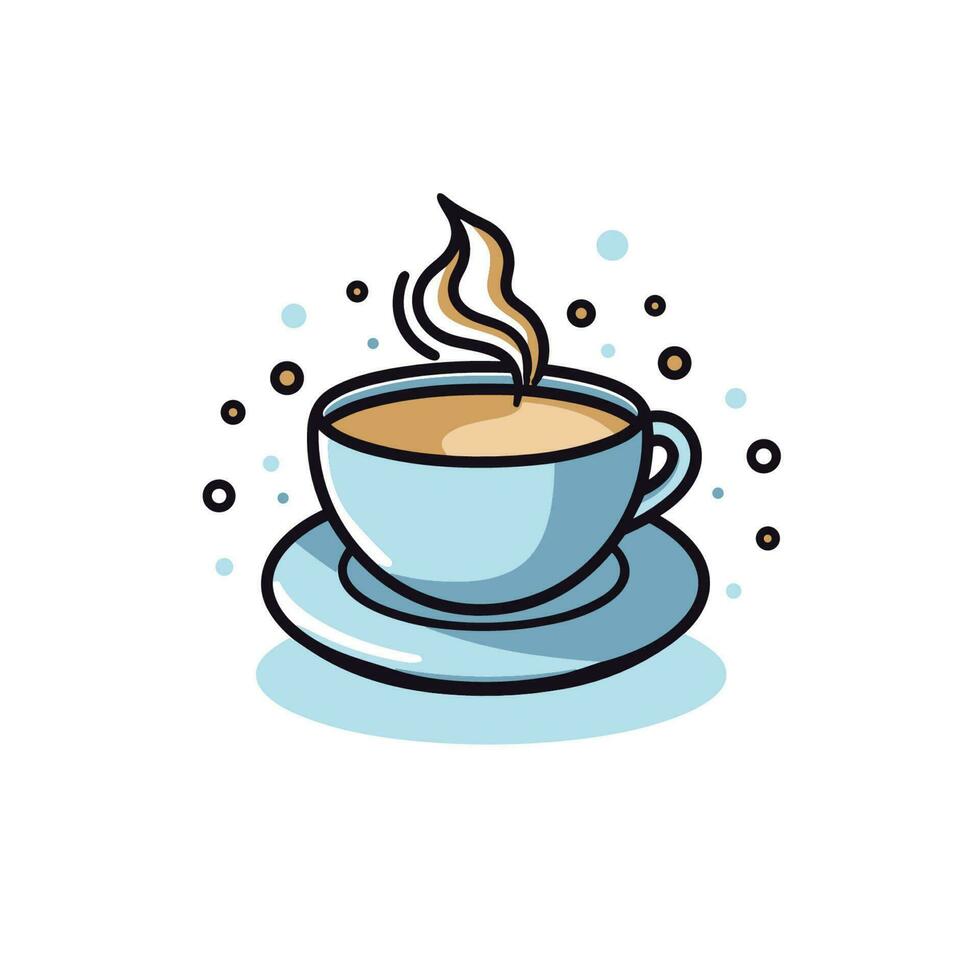 Vector of a flat icon of a cup of coffee with steam