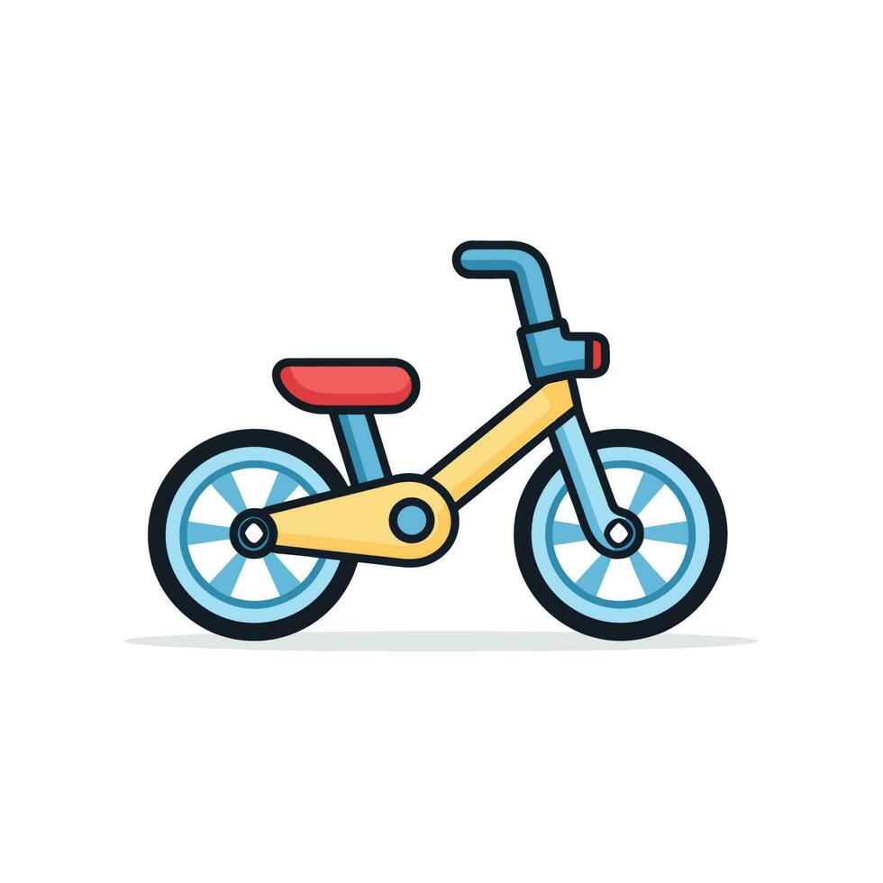 Vector of a colorful bike with a vibrant red seat against a flat backdrop