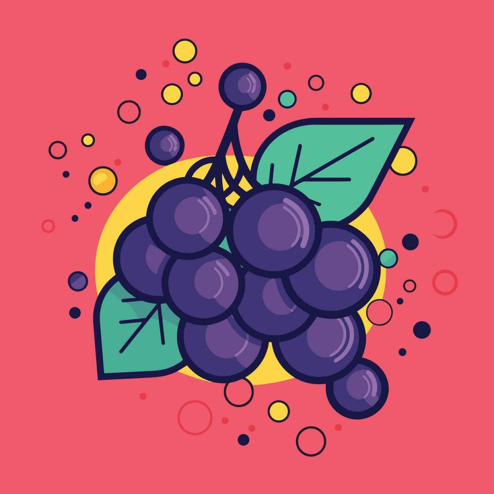 vector de un racimo de uvas en un vibrante rosado fondo