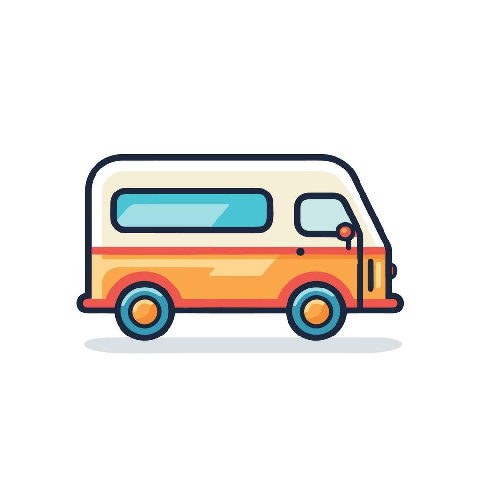 Vector of an open door of an orange and white van