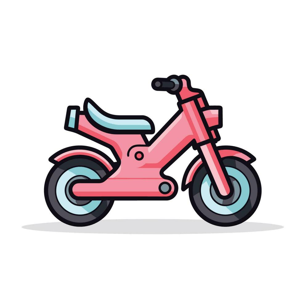 Vector of a flat pink motorbike against a white background