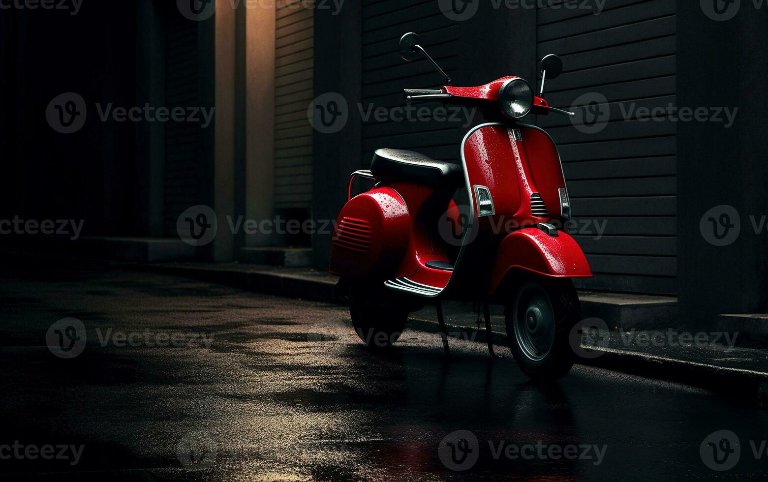 Red italian scooter photoshoot. Generative AI. photo