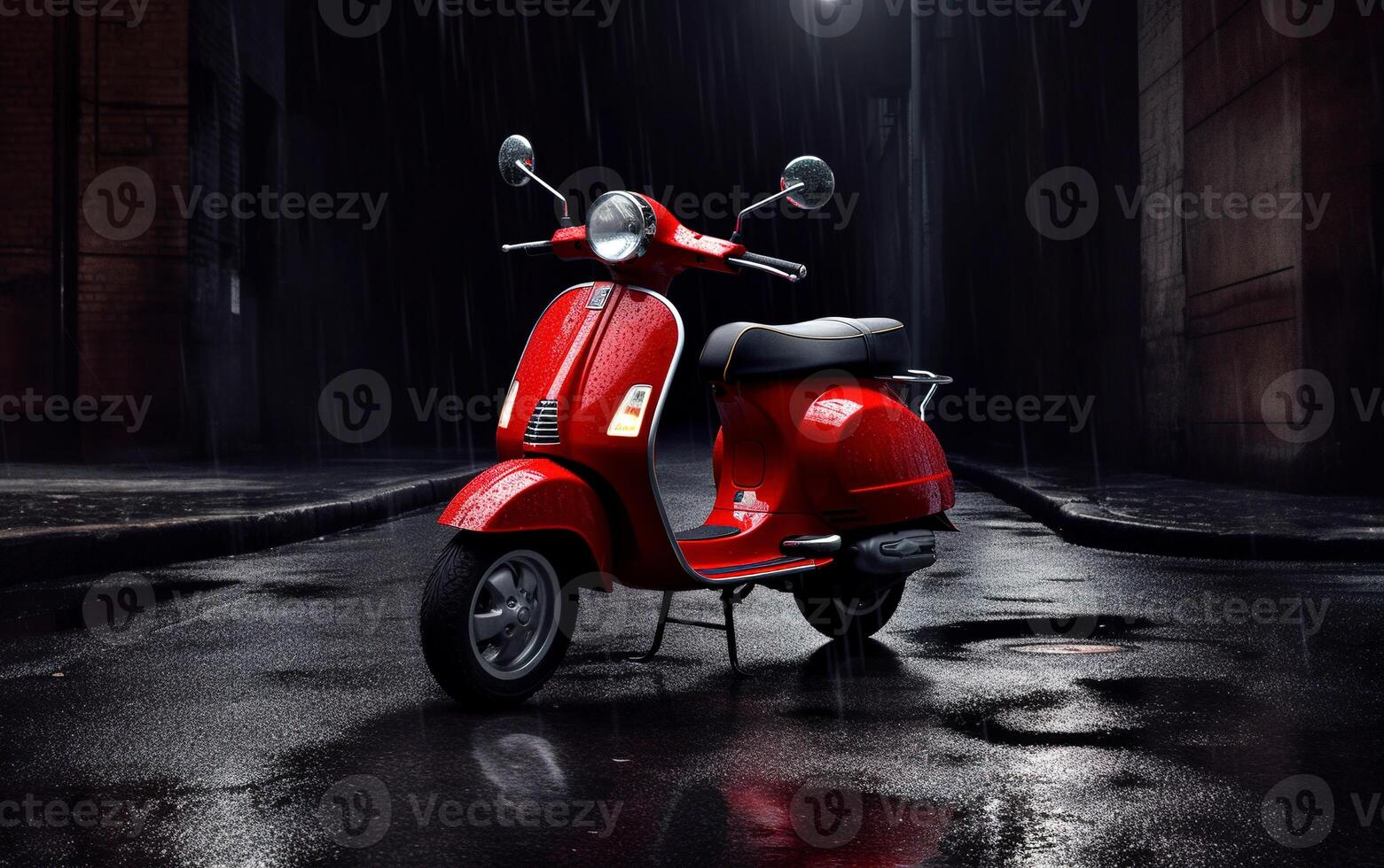 rojo italiano scooter Sesión de fotos. generativo ai. foto