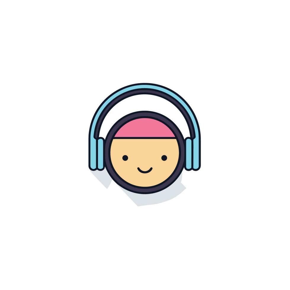Vector of a person enjoying music with a smile on their face while wearing headphones