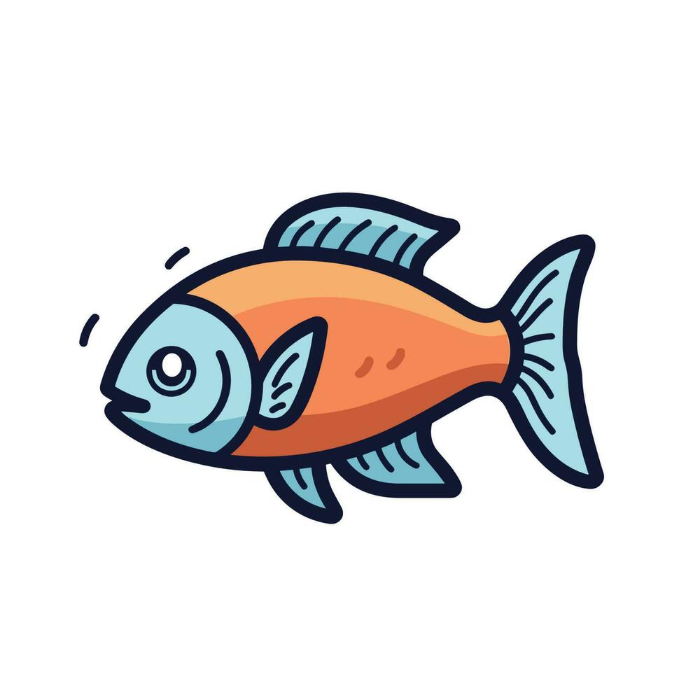 vector de un plano azul pescado con vibrante naranja aletas