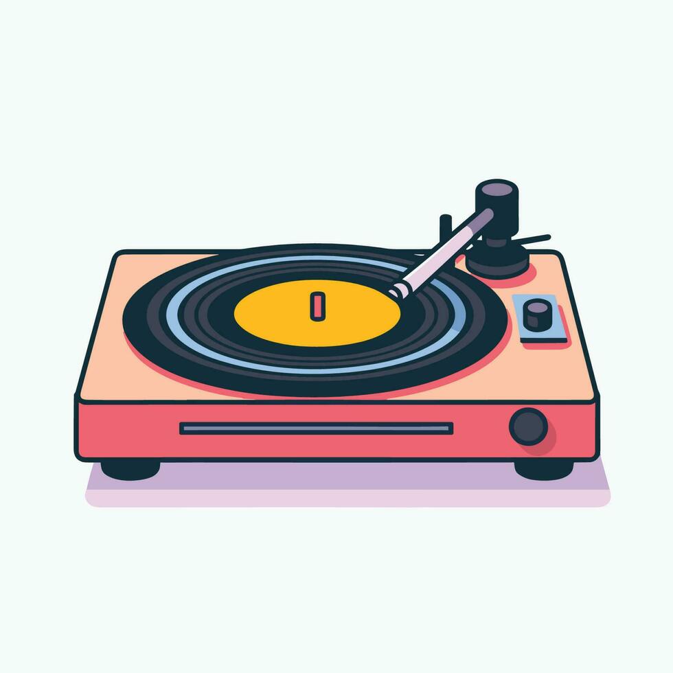 Vector of a vinyl record player on a turntable