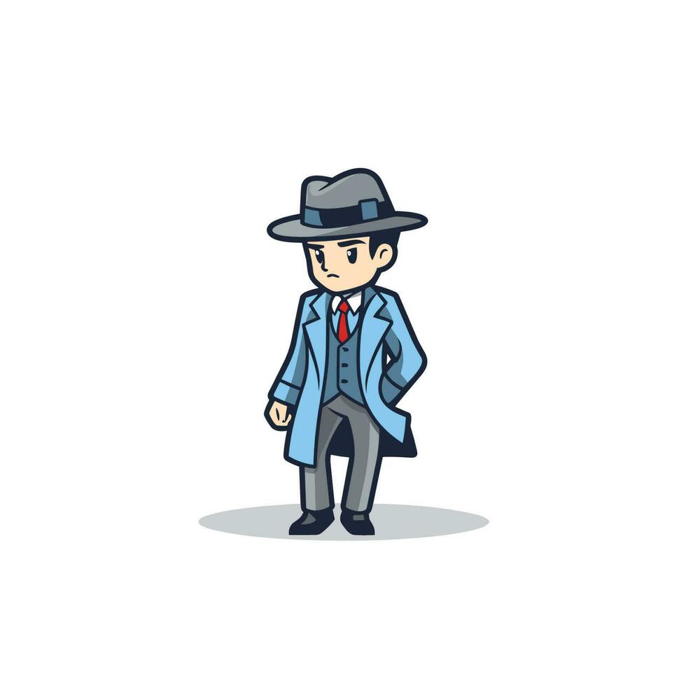 Vector of a flat icon of a man wearing a blue coat and hat