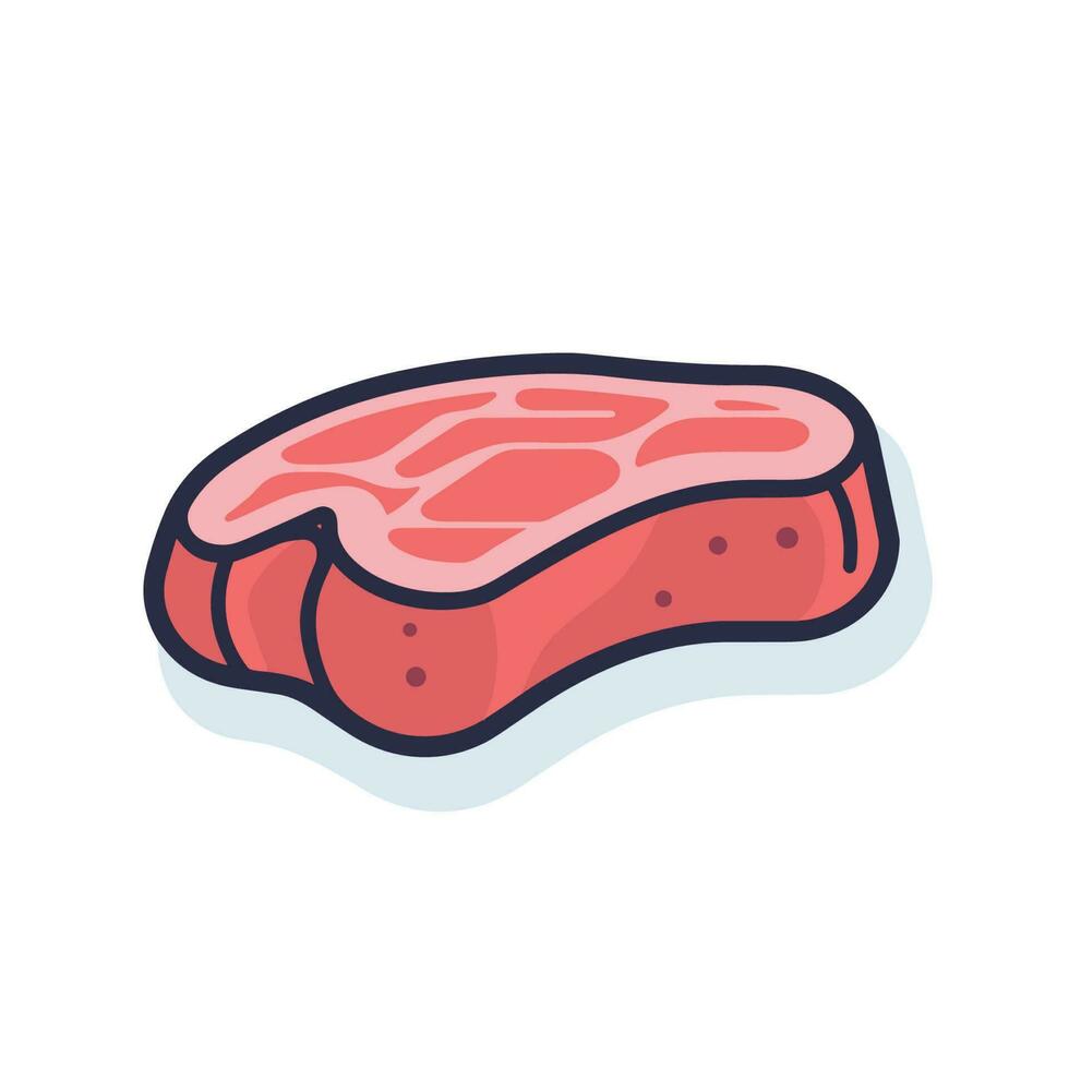 Vector of a raw piece of meat on a clean white surface