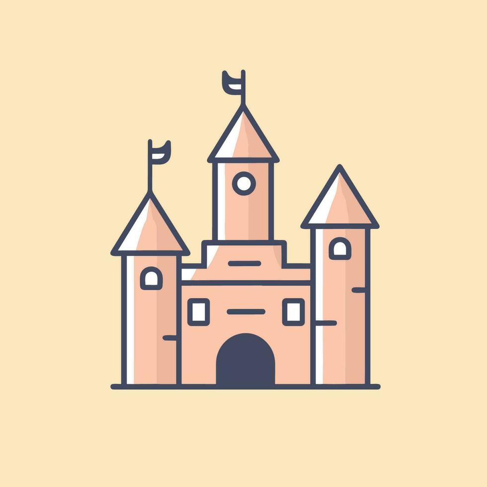 Vector of a majestic castle with a proud flag flying high