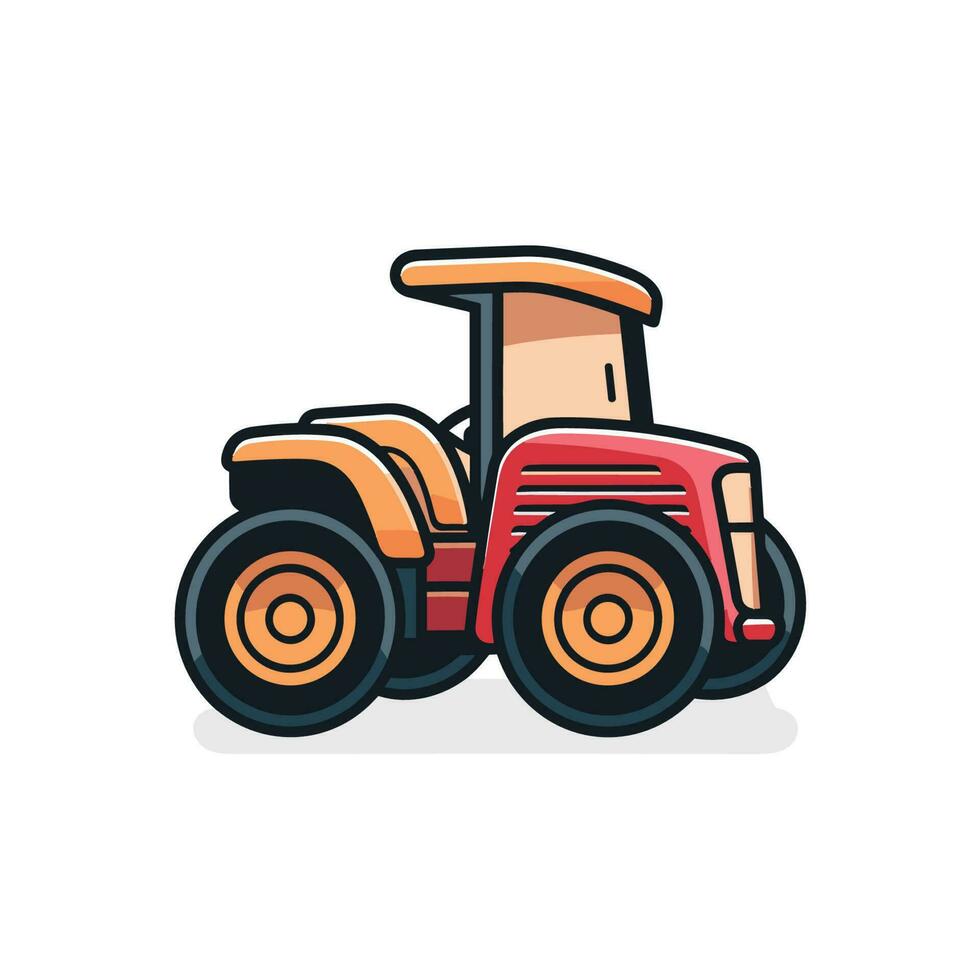 vector de un vibrante rojo y naranja tractor en contra un limpiar blanco fondo