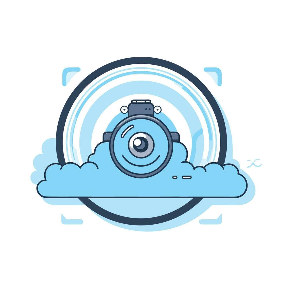 Vector of a flat icon vector of a cloud with a camera on top