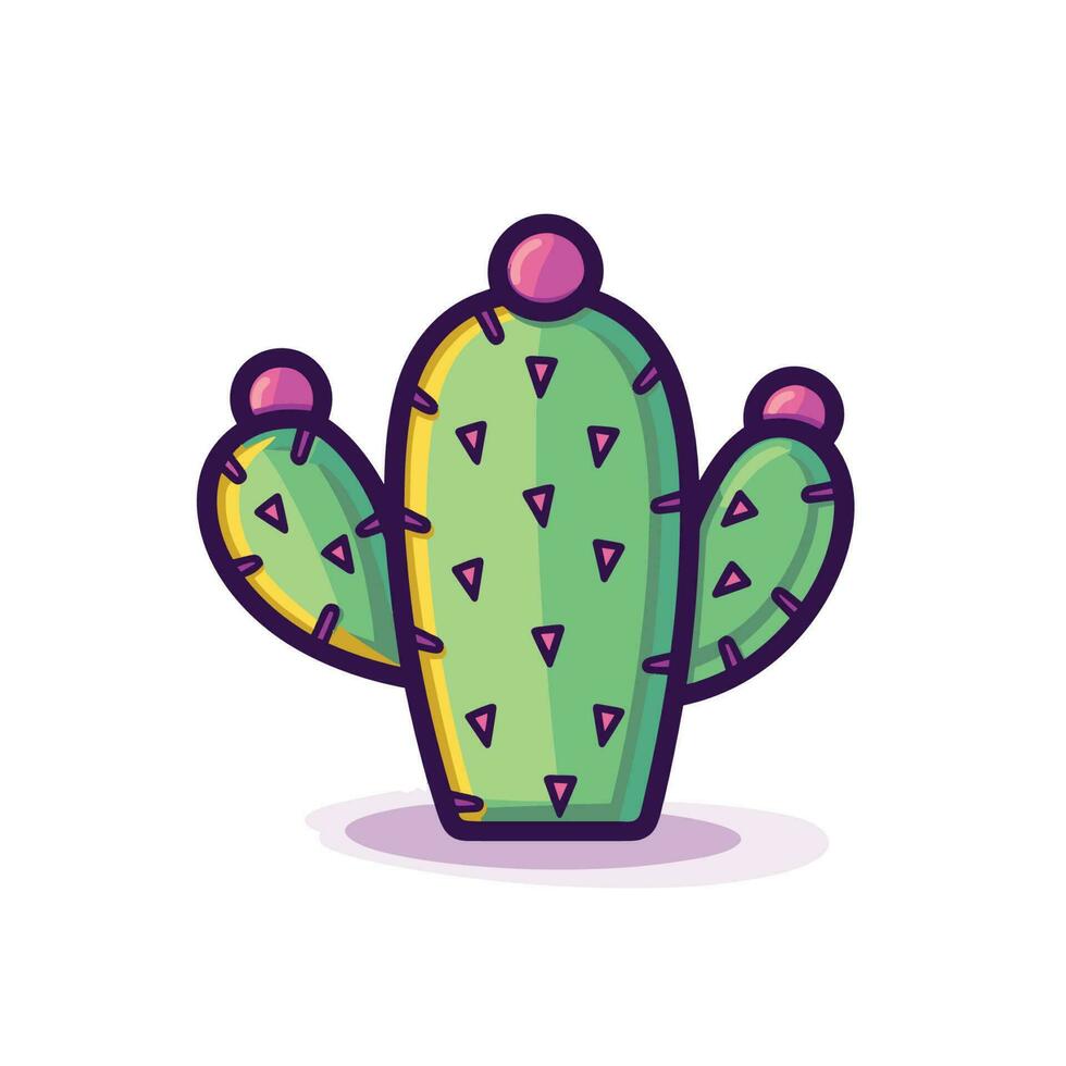 Vector of a flat green cactus with pink dots