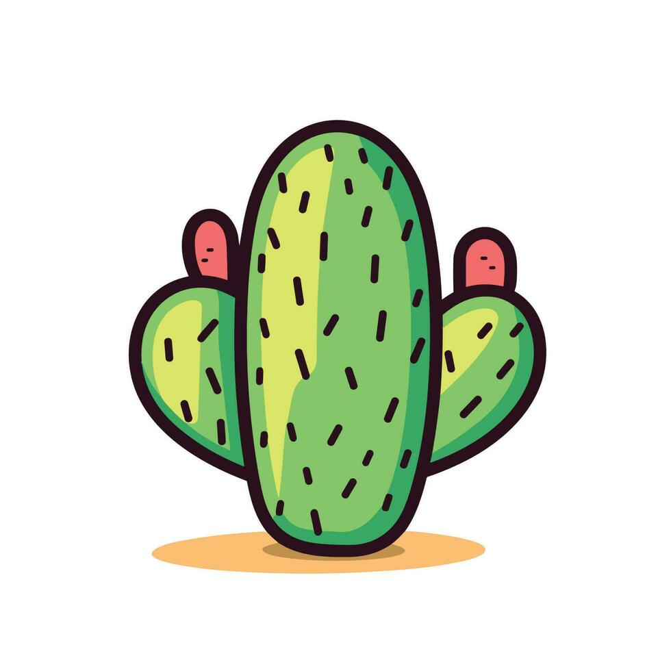 Vector of a flat green cactus with two red dots on it