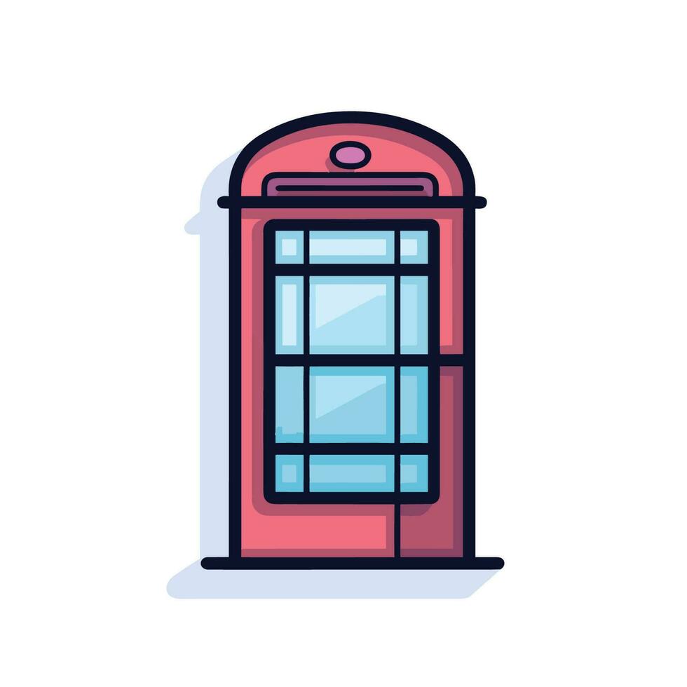 Vector of a vibrant red phone booth with a contrasting blue window