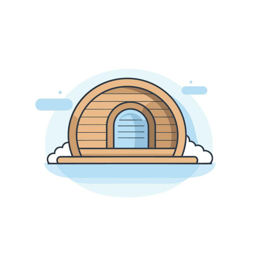 Vector of a flat icon vector of a wooden barrel with a door in the middle