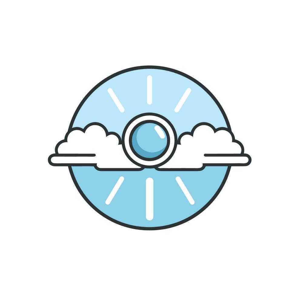 Vector of a flat icon vector of a clock with clouds in the middle