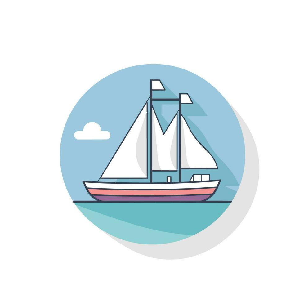Vector of a serene sailboat gliding across calm waters