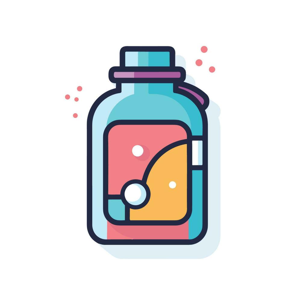 Vector of a flat bottle filled with liquid