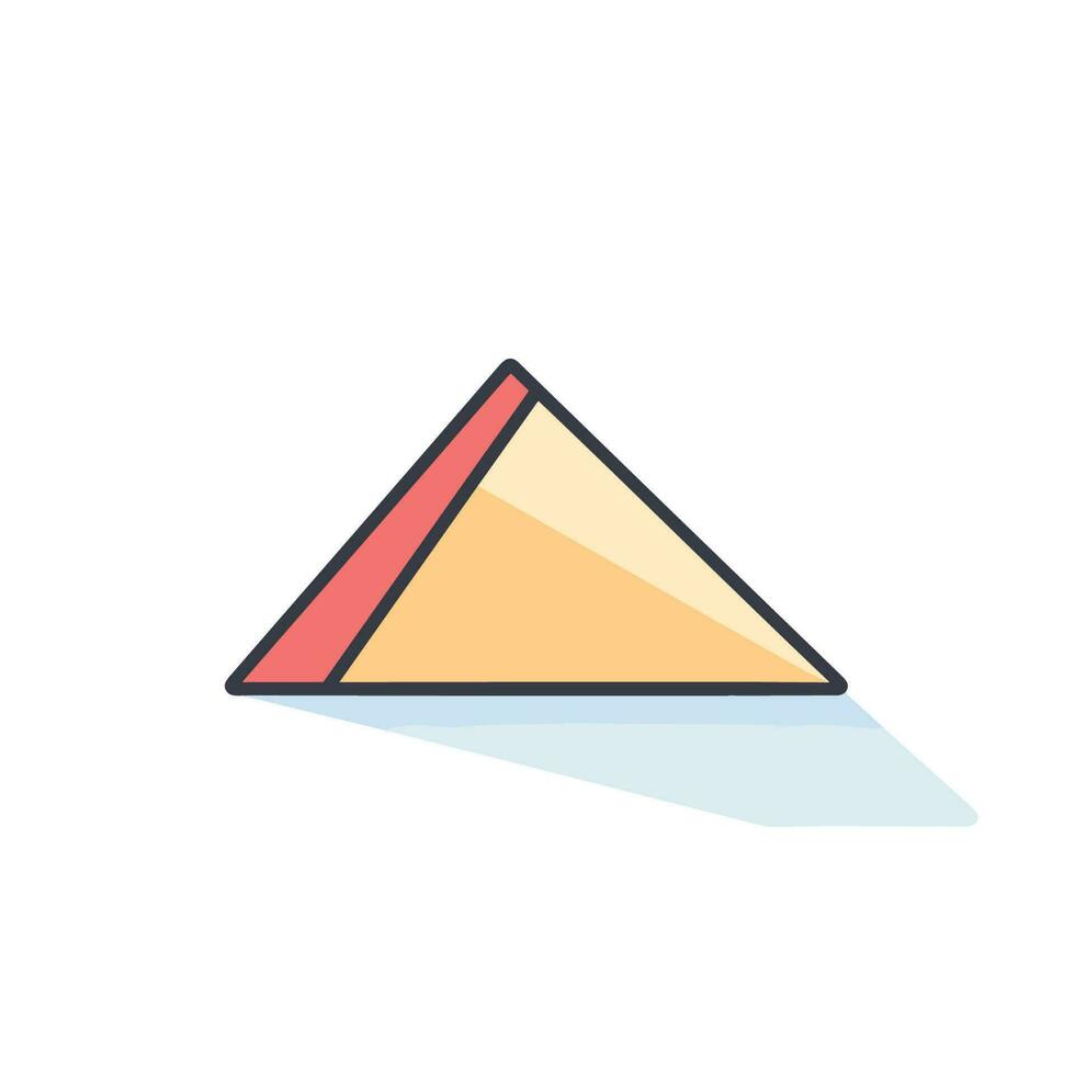 Vector of a flat triangle casting a long shadow against a white background