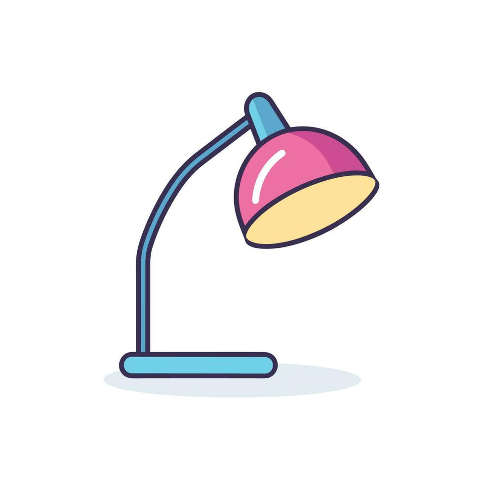 Vector of a minimalist desk lamp in pink and blue colors against a clean white background
