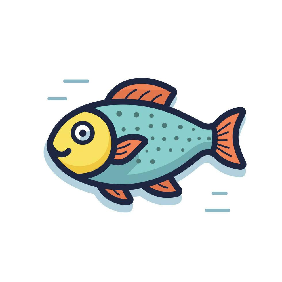 Vector of a happy cartoon fish with a flat design