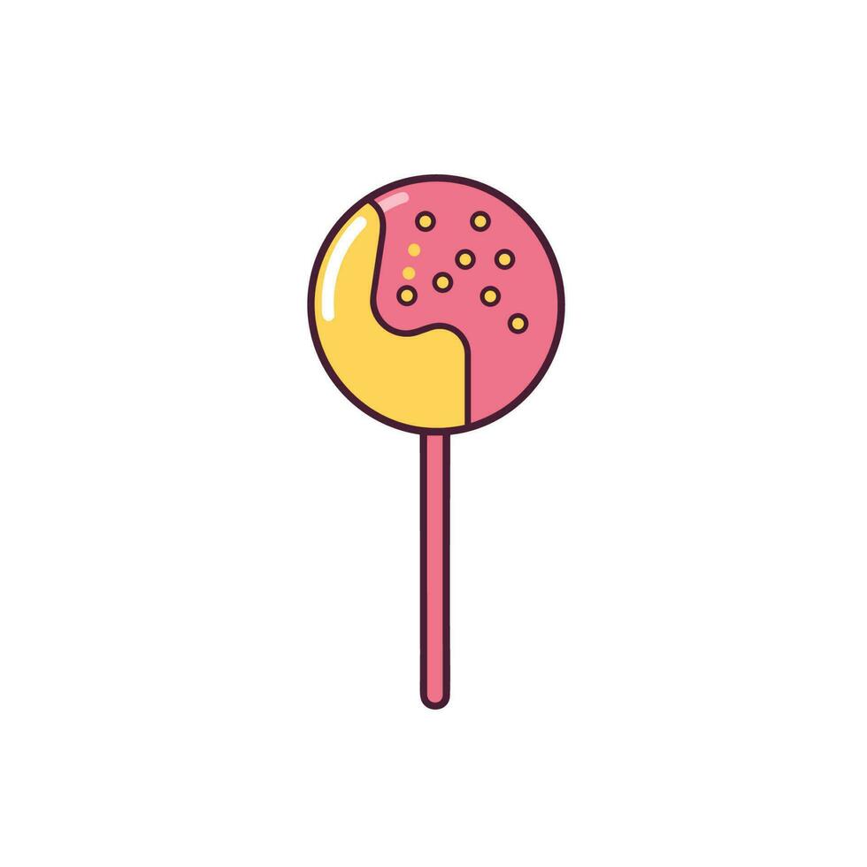 Vector of a colorful lollipop with sprinkles on a flat surface