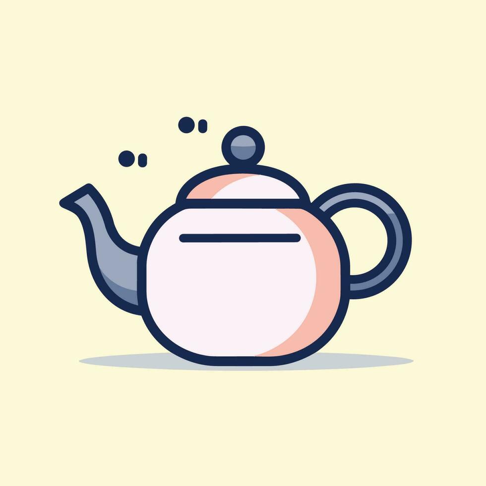 Vector of a steaming teapot on a flat surface