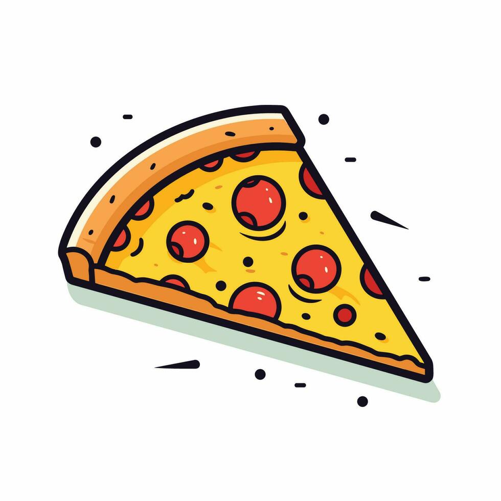 Vector of a delicious slice of flat pizza on a clean white background