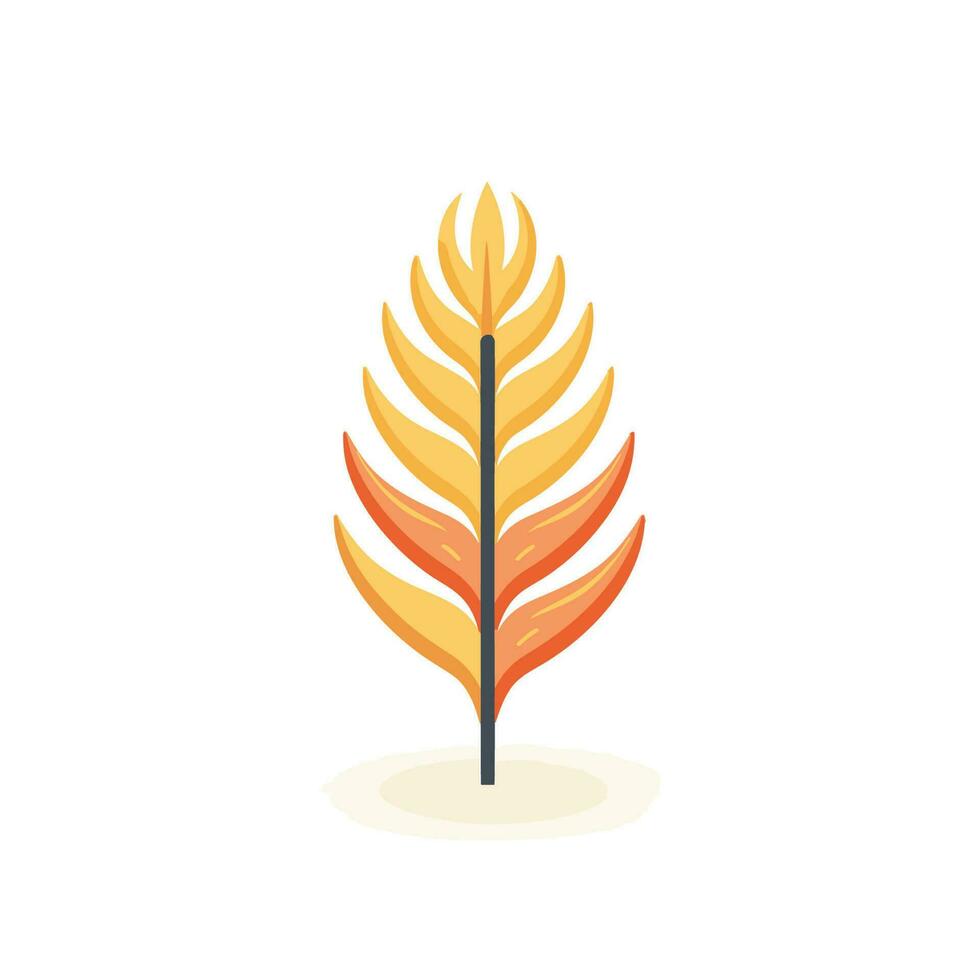 Vector of a vibrant orange and yellow leaf against a clean white