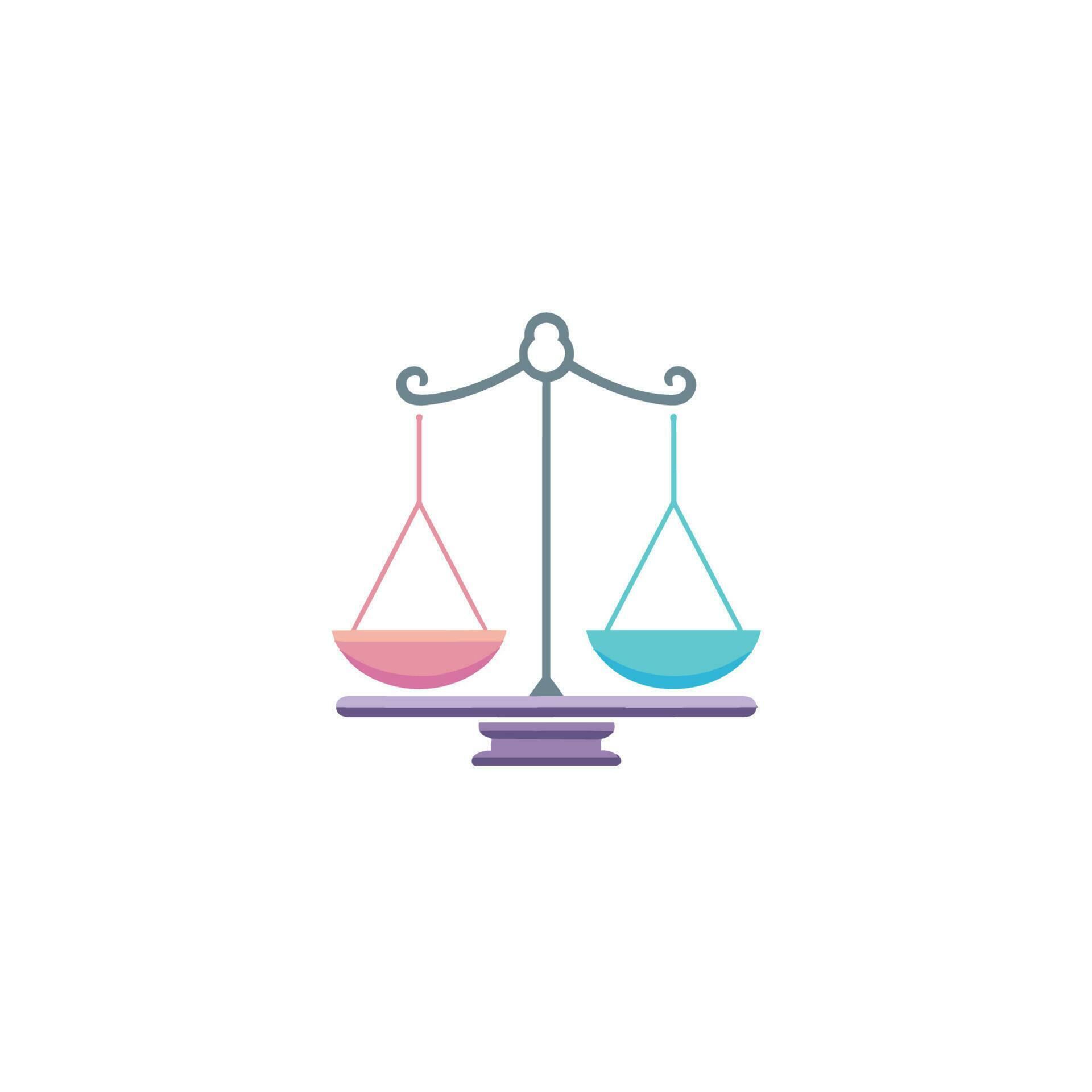 Vector of a balanced scale with a bowl on top, symbolizing equilibrium
