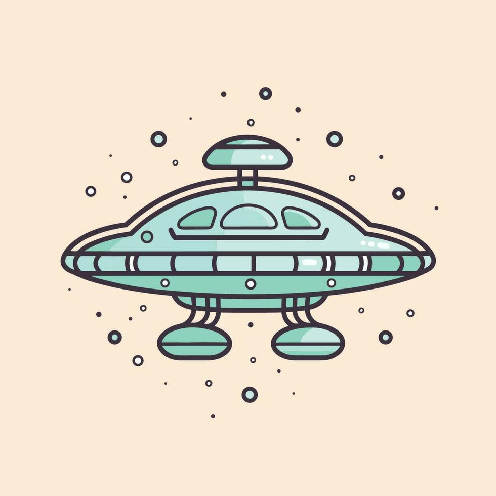 Vector of a mysterious green alien ship hovering in mid air