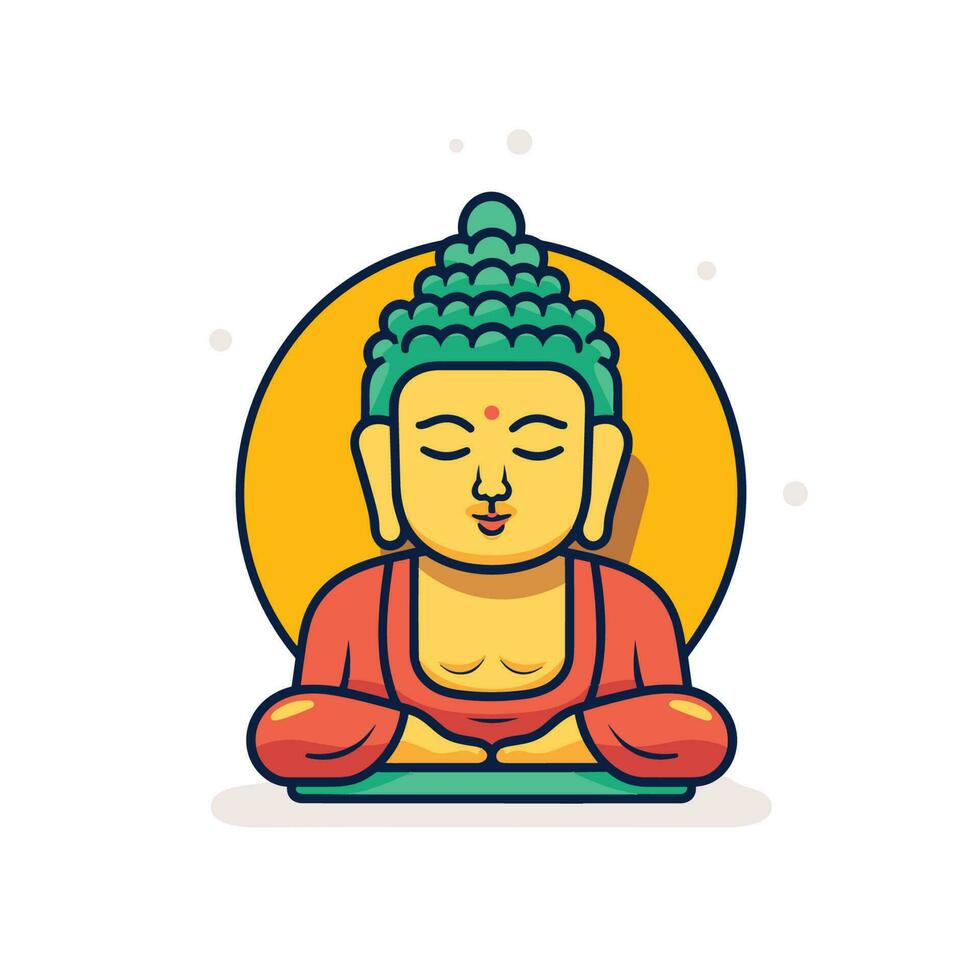 Vector of a serene Buddha statue at the center of a circular arrangement