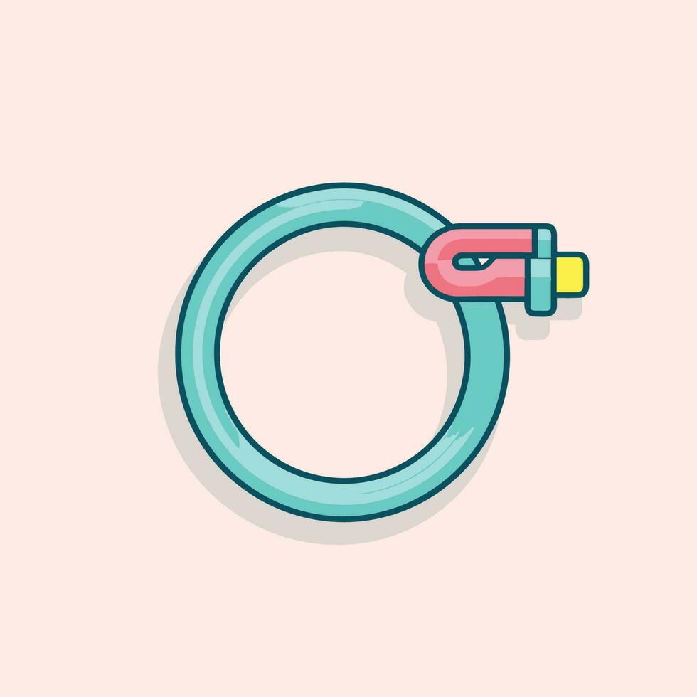 Vector of a flat blue ring with a pink handle on a pink background