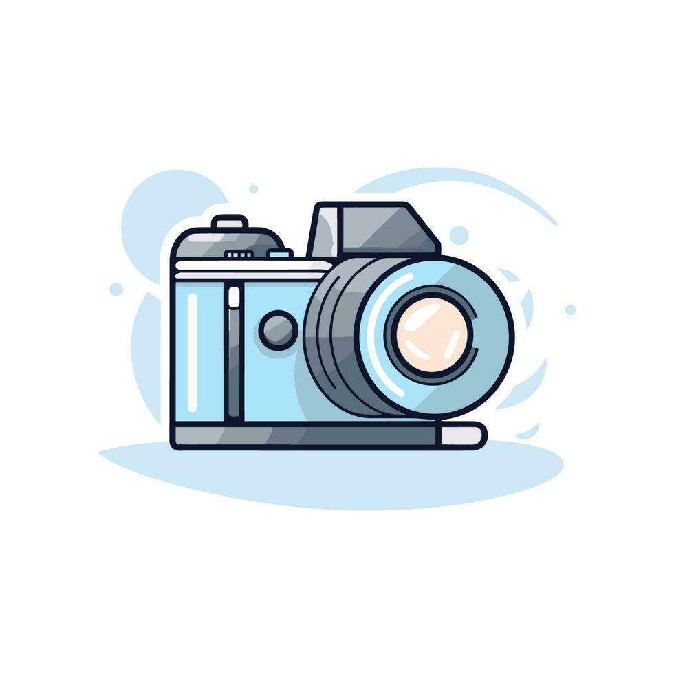 Vector of a flat icon of a camera with a lens on top of it