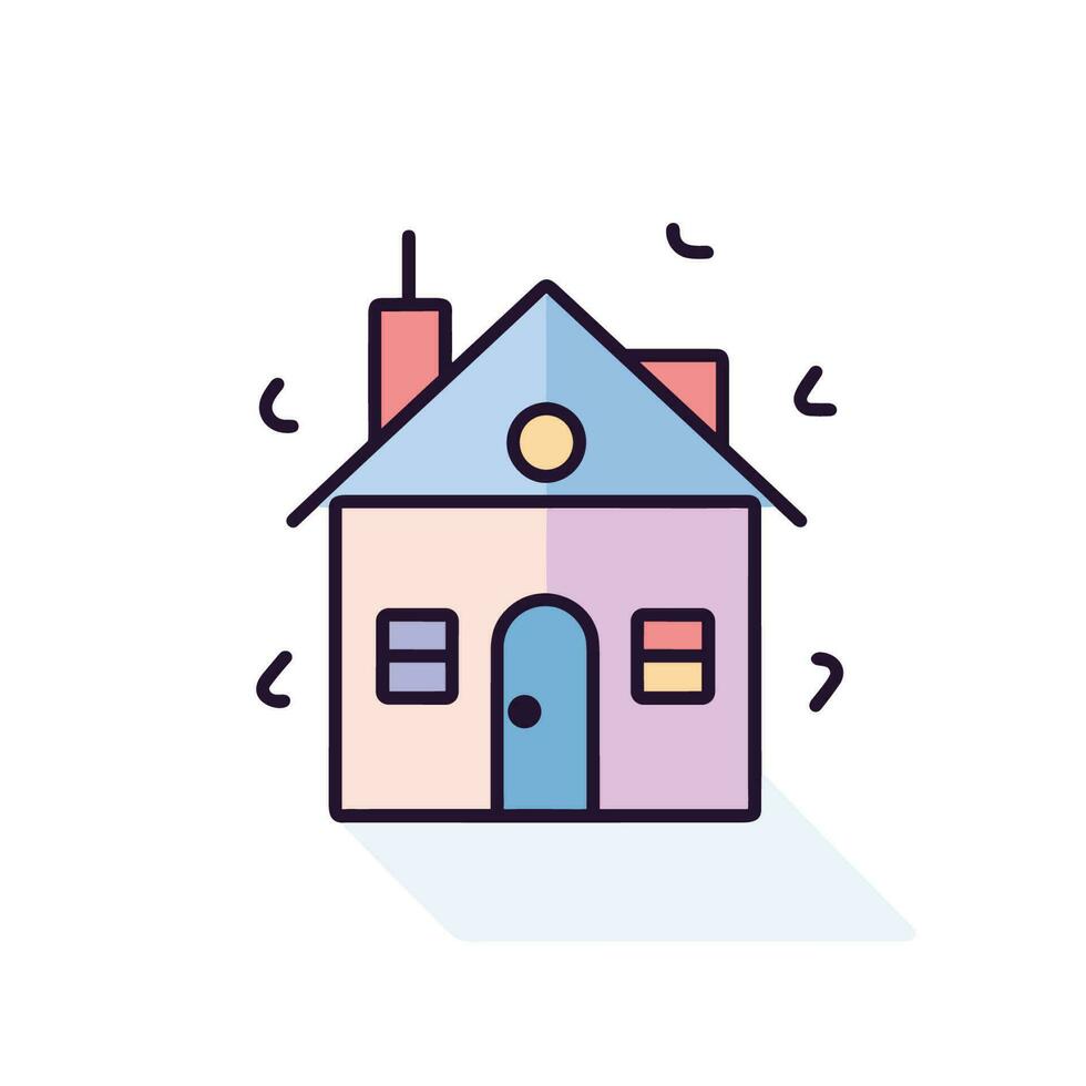 Vector of a flat roofed house with a chimney