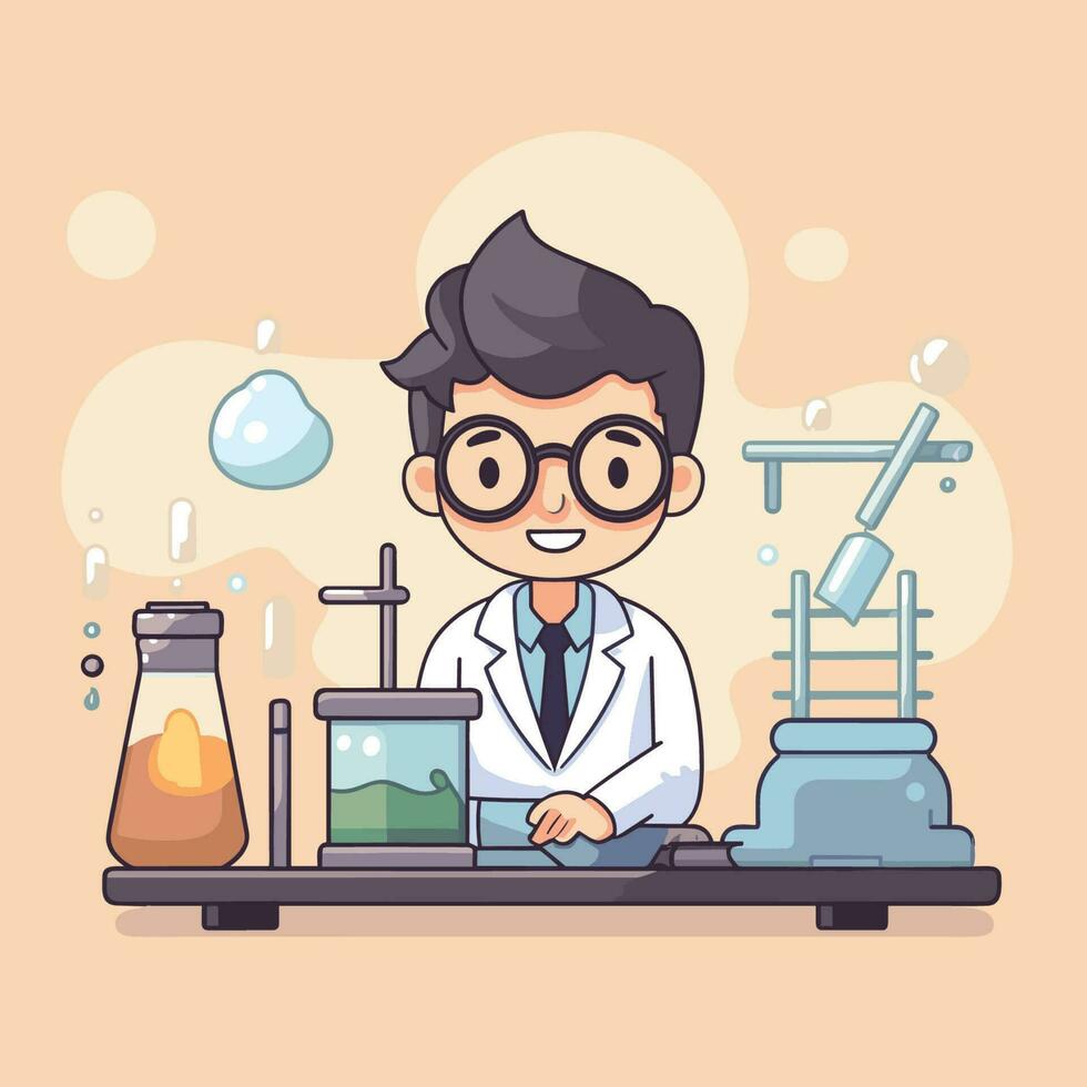 Vector of a scientist conducting an experiment in a laboratory