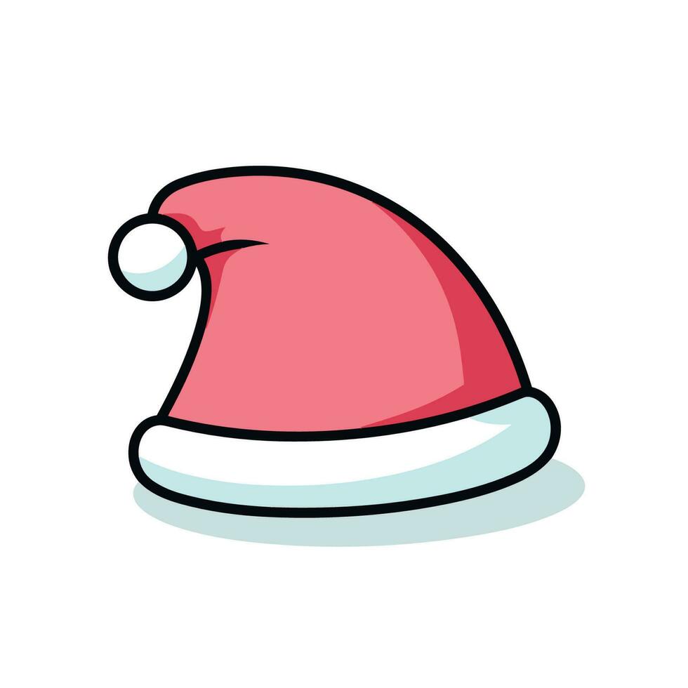 Vector of a flat red Santa hat with a white brim