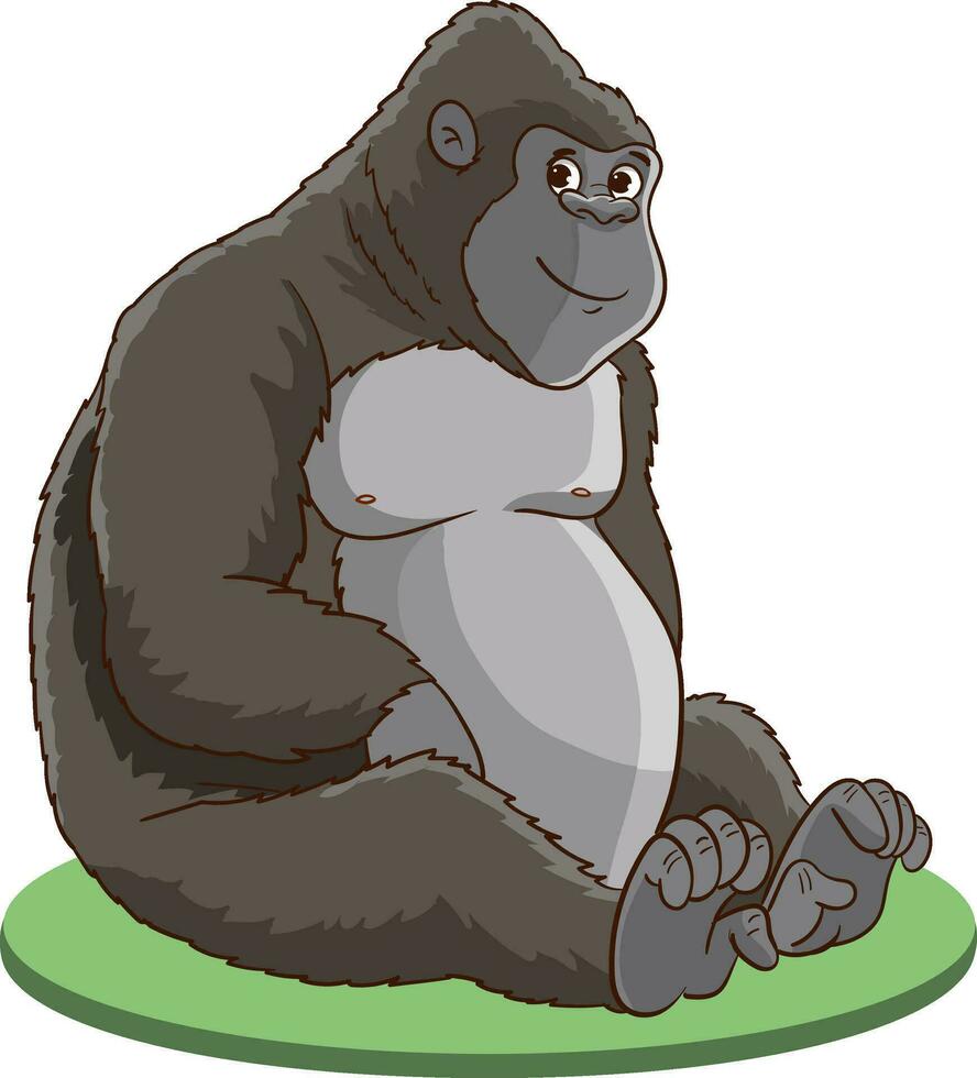 vector illustration of silverback gorilla.isolated drawing on white background